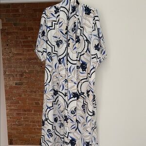Ann Taylor White and Blue Patterned Dress